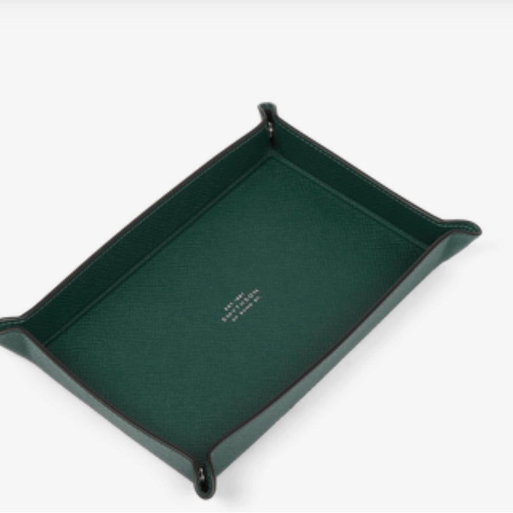 Smythson Panama Small Rectangular Leather Trinket Tray